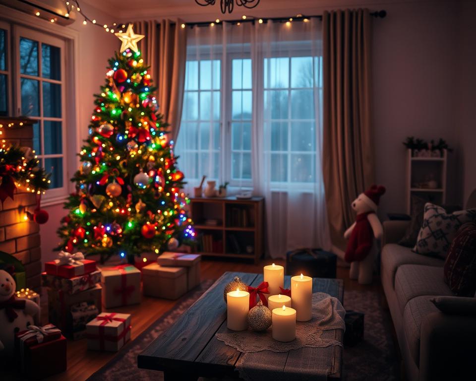 decoração com luzes natalinas