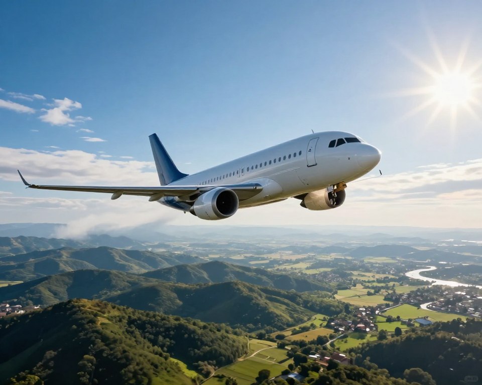 Terra e avião em movimento