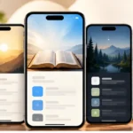 Varios celulares mostrando telas de aplicativos de Biblia
