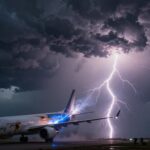 segurança de aeronave atingida por raio