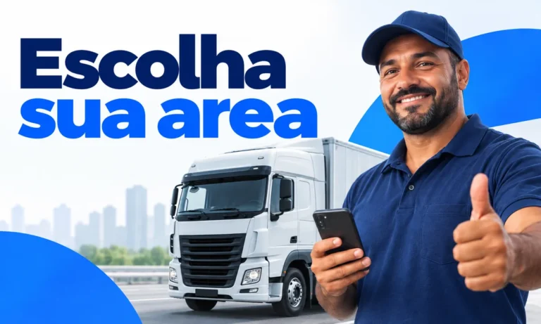 Motoristas de van, caminhão e ônibus, capa da página de áreas para trabalhar como motorista