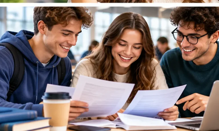 Studierende mit Unterlagen, Laptop und Smartphone beim BAföG-Antrag