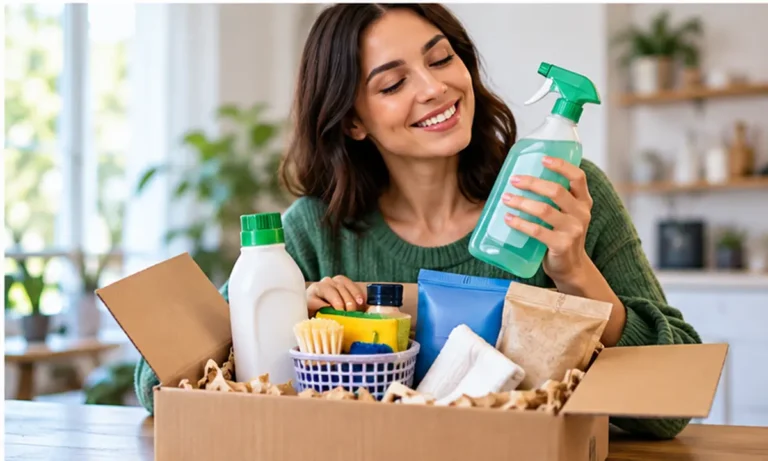 Persona che apre una scatola di prodotti da testare a casa